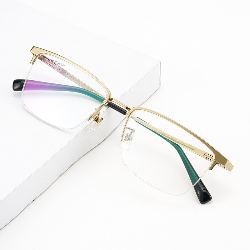 Yimaruili Men's Semi Rim Titanium Frame Eyeglasses 226186 Semi Rim Yimaruili Eyeglasses