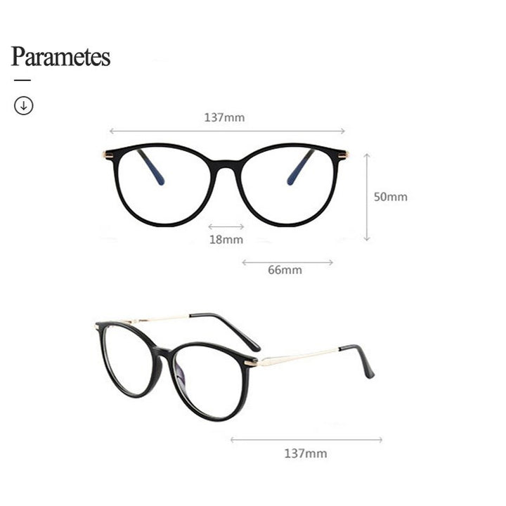 Hotony Women's Full Rim Roun Cat Eye Acetate Alloy Eyeglasses Tr87048 Full Rim Hotony
