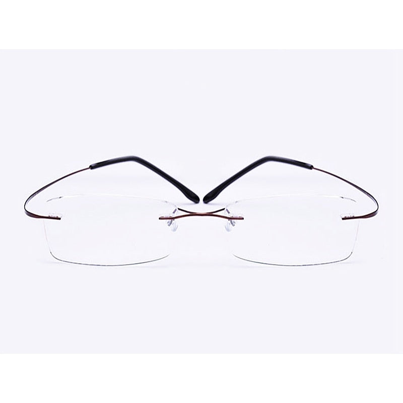 Yimaruili Unisex Rimless TR 90 Resin β Titanium Frame Eyeglasses Rimless Yimaruili Eyeglasses Brown
