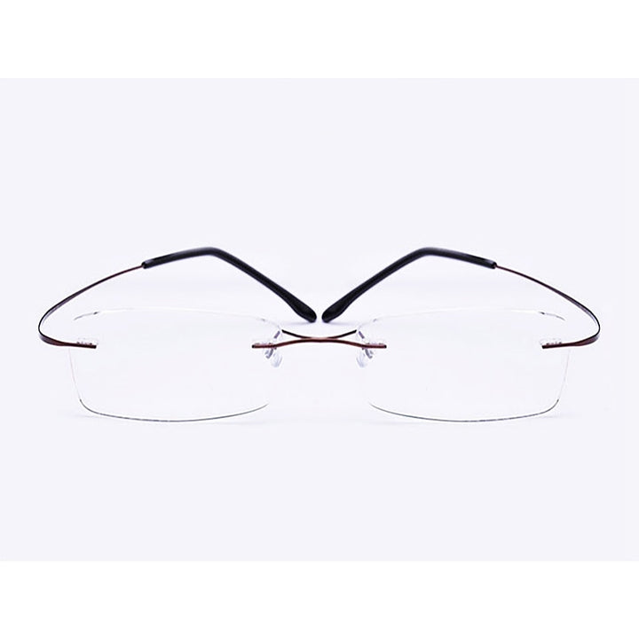 Yimaruili Unisex Rimless TR 90 Resin β Titanium Frame Eyeglasses Rimless Yimaruili Eyeglasses Brown