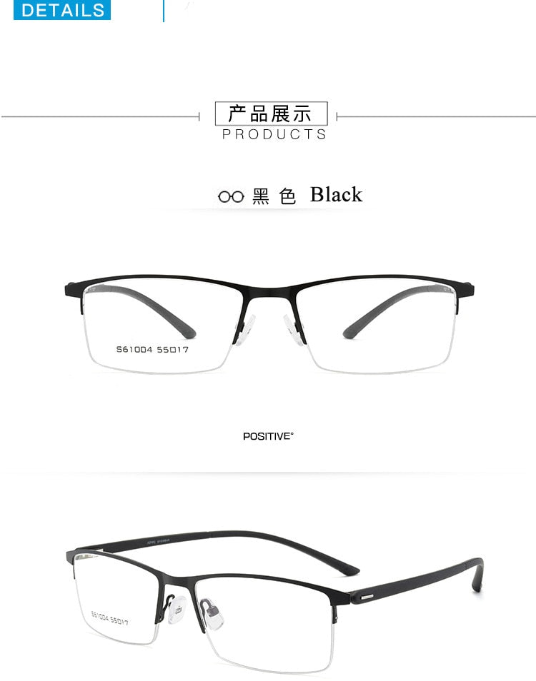 Men's Semi Rim Alloy Frame Eyeglasses 61004 Semi Rim Bclear
