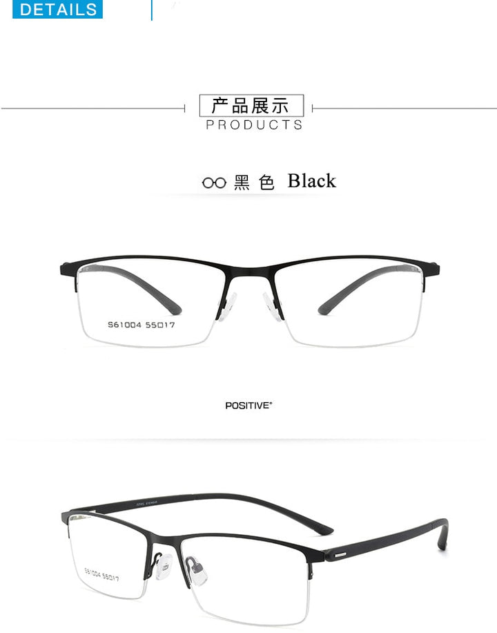 Men's Semi Rim Alloy Frame Eyeglasses 61004 Semi Rim Bclear
