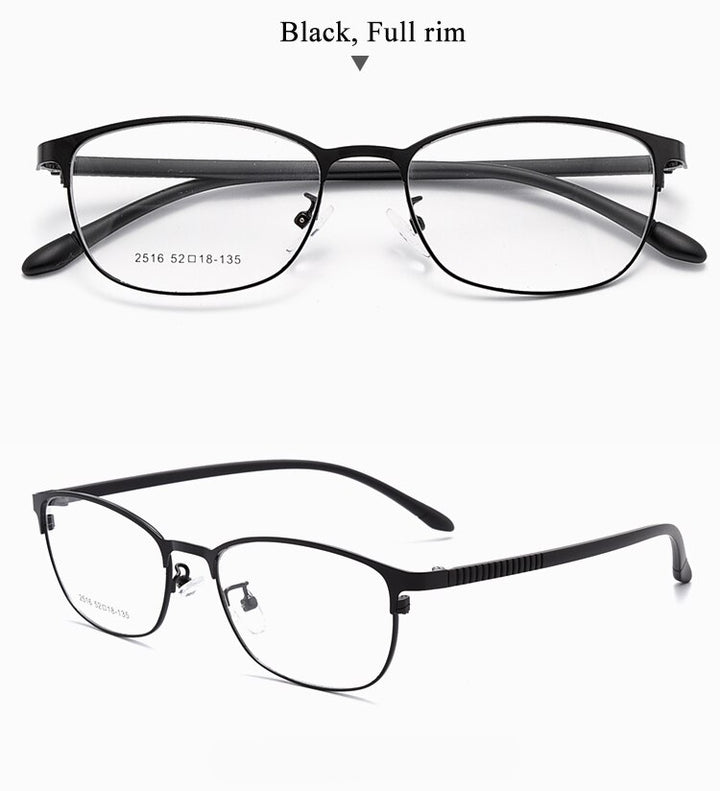 Women's Oval Optional Full/Semi Rim Titanium Alloy Eyeglasses My2515 2516 Semi Rim Bclear full black