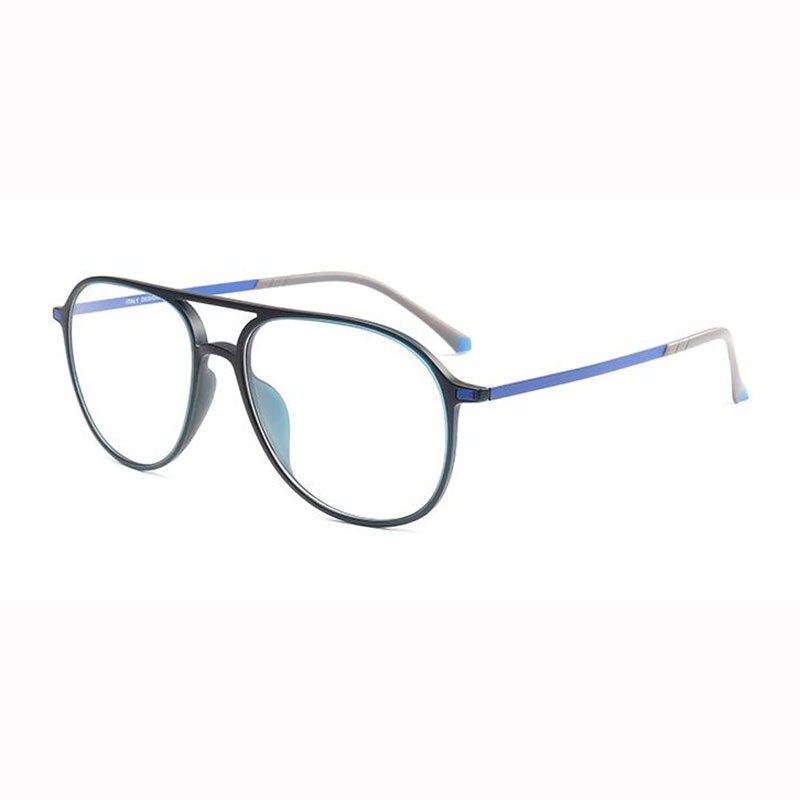 Unisex Double Bridge Acetate Steel Round Full Rim Eyeglasses 1116 Full Rim Bclear C 5