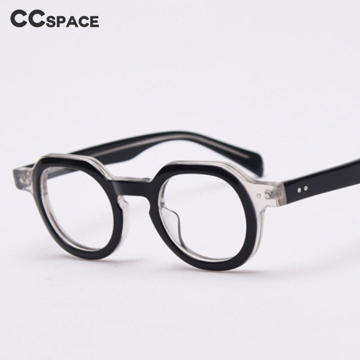 CCspace Unisex Full Rim Round Acetate Frame Eyeglasses 49875 Full Rim CCspace