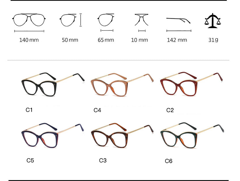 CCspace Unisex Full Rim Square Cat Eye Tr 90 Titanium Frame Eyeglasses 48168 Full Rim CCspace