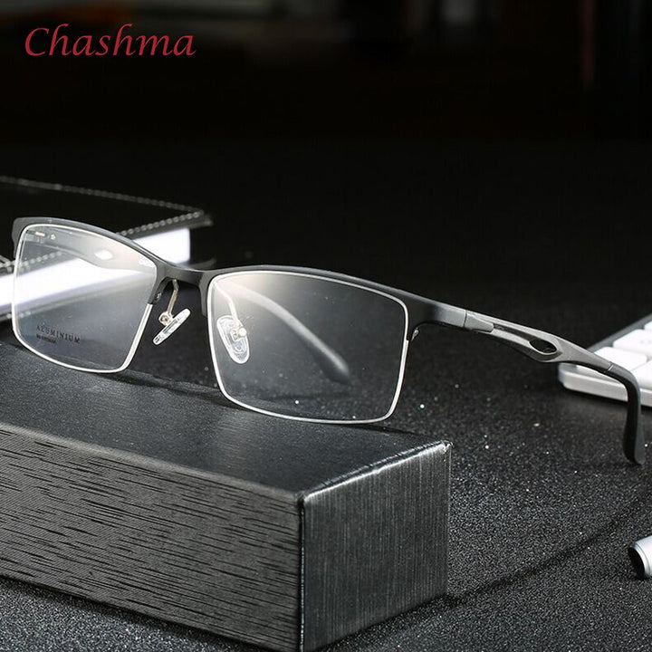 Chashma Ochki Unisex Large Semi Rim Square Aluminum Magnesium Sport Eyeglasses 6323 Semi Rim Chashma Ochki