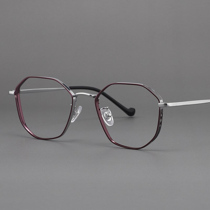 Muzz Unisex Full Rim Round Polygonal Titanium Frame Eyeglasses 32 Full Rim Muzz 3