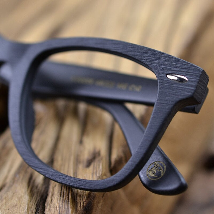 Hdcrafter Men's Full Rim Round Square Handcrafted Wood Frame Eyeglasses Ps6099 Full Rim Hdcrafter Eyeglasses