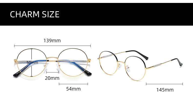Hotony Women's Full Rim Round Alloy Frame Eyeglasses 95818 Full Rim Hotony