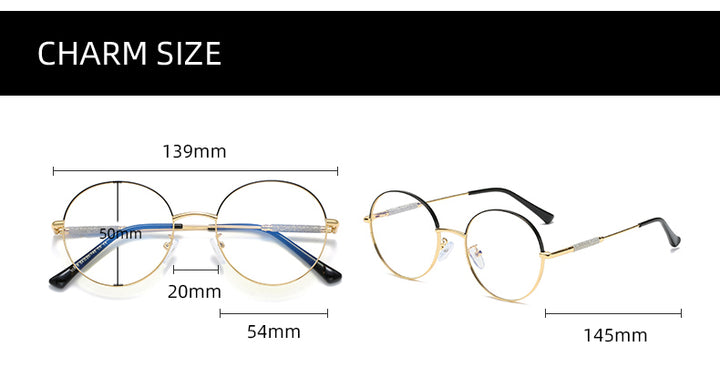 Hotony Women's Full Rim Round Alloy Frame Eyeglasses 95818 Full Rim Hotony