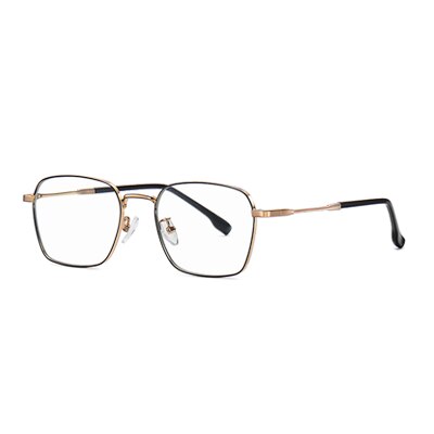 Ralferty Unisex Full Rim Irregular Square Alloy Eyeglasses D220 Full Rim Ralferty C39 Black Gold