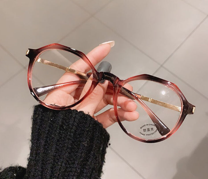 CCspace Unisex Full Rim Square Round Tr 90 Titanium Frame Eyeglasses 46870 Full Rim CCspace Round Leopard