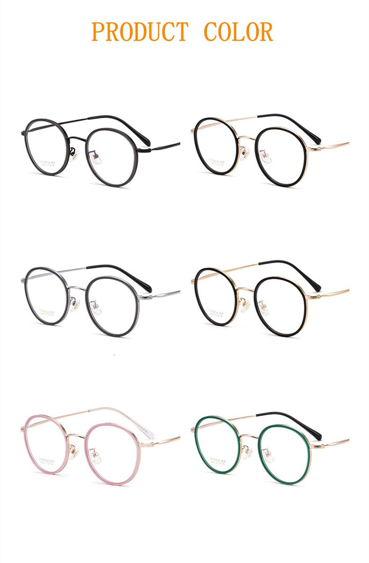 Yimaruili Unisex Full Rim Elastic β Titanium Round Frame Eyeglasses T6053 Full Rim Yimaruili Eyeglasses
