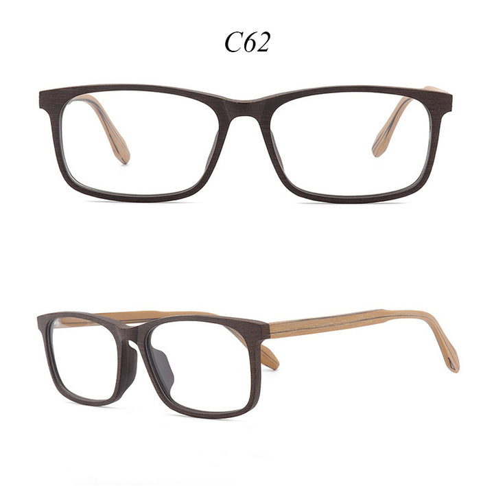 Hdcrafter Unisex Full Rim Oversized Square Wood Frame Eyeglasses 1691 Full Rim Hdcrafter Eyeglasses