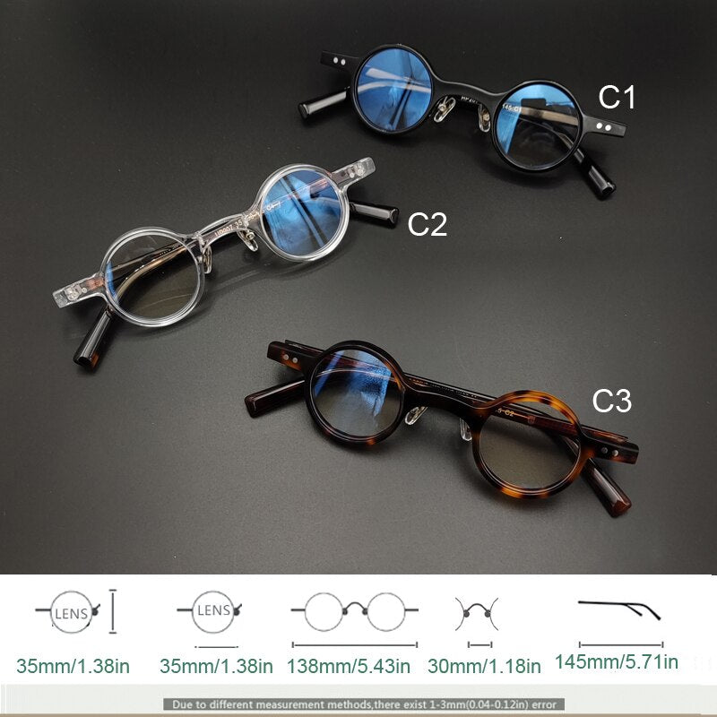 Yujo Unisex Full Rim Small Round Eyeglasses Acetate Y036 Full Rim Yujo