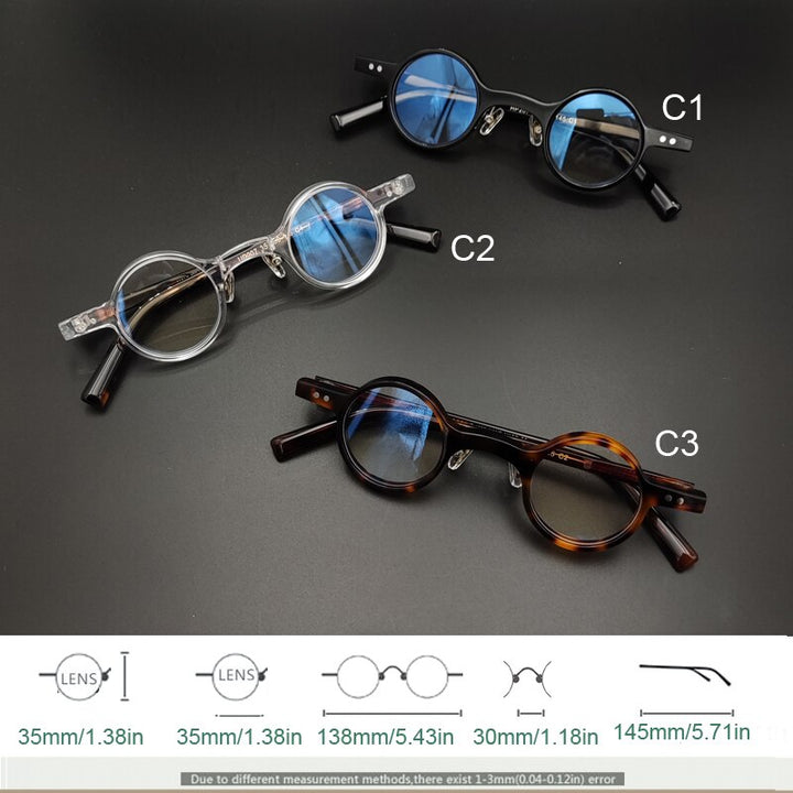Yujo Unisex Full Rim Small Round Eyeglasses Acetate Y036 Full Rim Yujo