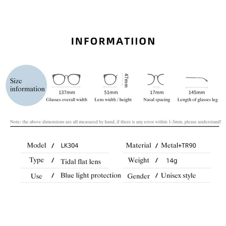 Hotony Women's Full Rim TR 90 Resin Square Frame Eyeglasses Lk304 Full Rim Hotony