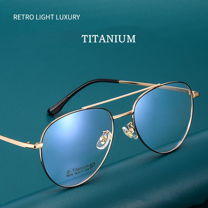 Yimaruili Unisex Full RIm Double Bridge β Titanium Frame Eyeglasses 8826 Full Rim Yimaruili Eyeglasses