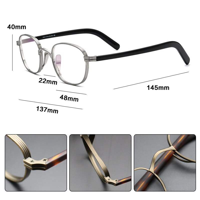 Gatenac Unisex Full Rim Square Acetate Titanium Frame Eyeglasses Gxyj608 Full Rim Gatenac   
