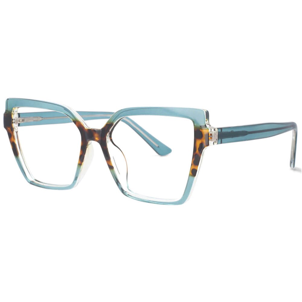 CCspace Women's Full Rim Oversized Square Cat Eye Tr 90 Titanium Frame Eyeglasses 53683 Full Rim CCspace green