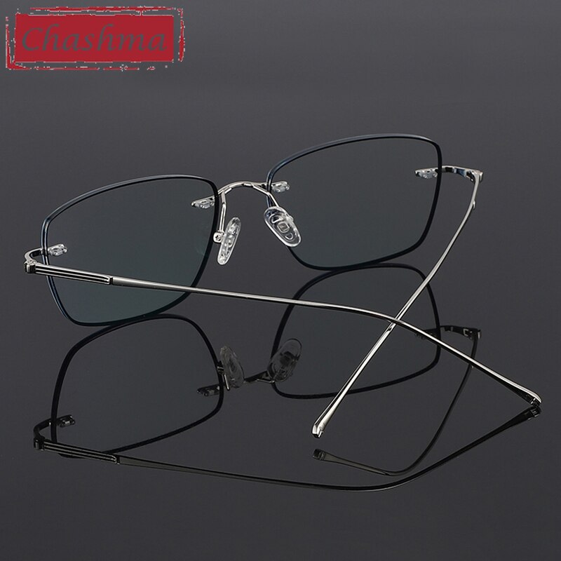 Unisex Diamond Cut Rimless Titanium Frame Eyeglasses 9063 Rimless Chashma   