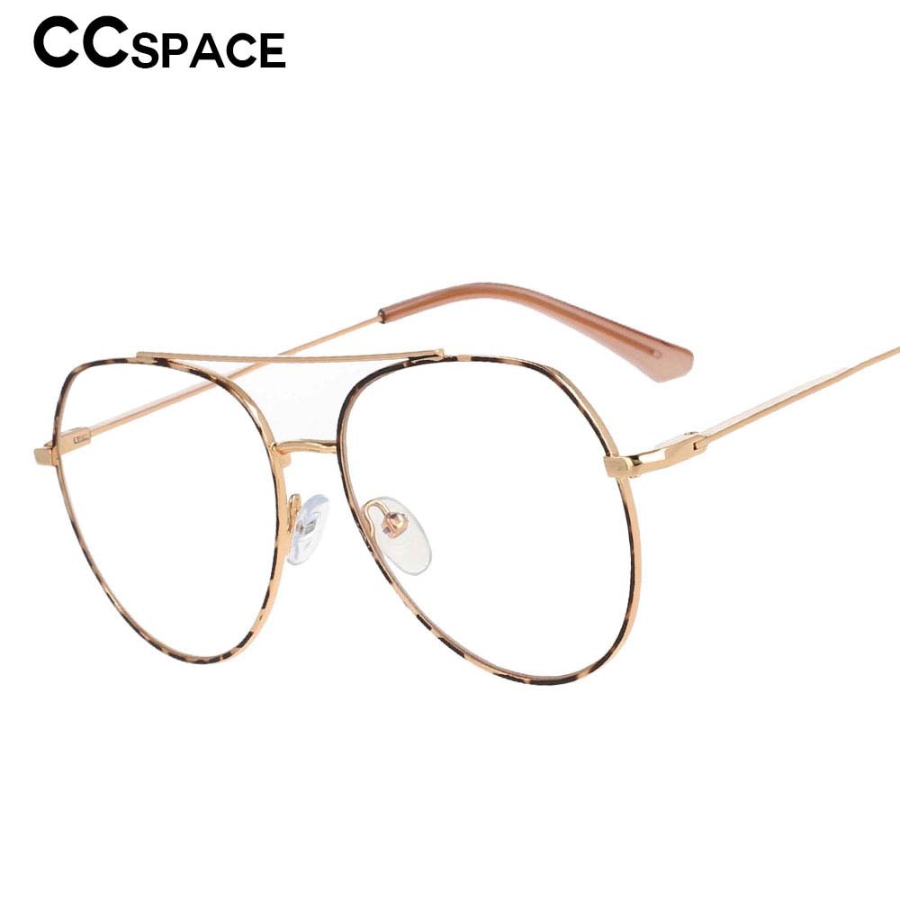CCspace Women Full Rim Oversized Round Alloy Frame Eyeglasses 53372 Full Rim CCspace