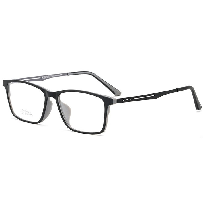 Hdcrafter Men's Full Rim Square Titanium Frame Eyeglasses Y2012 Full Rim Hdcrafter Eyeglasses Black Gray