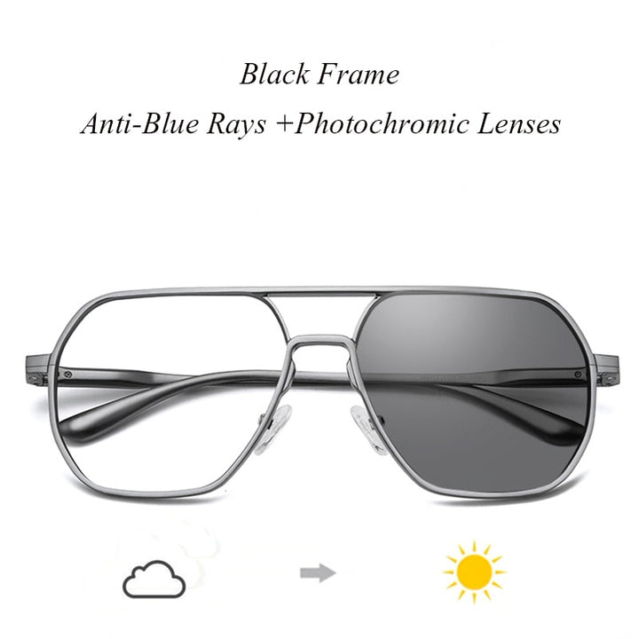 Hdcrafter Unisex Full Rim Large Square Tr 90 Eyeglasses Photochromic 8692 Full Rim Hdcrafter Eyeglasses Black Frame 1