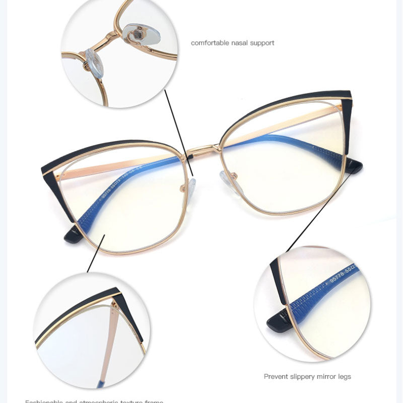 Hotony Women's Full Rim Cat Eye TR 90 Resin Alloy Frame Eyeglasses 95778 Full Rim Hotony