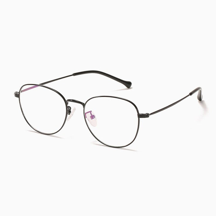 Hotony Unisex Full Rim Polygon Round Alloy Eyeglasses 7444 Full Rim Hotony Black  