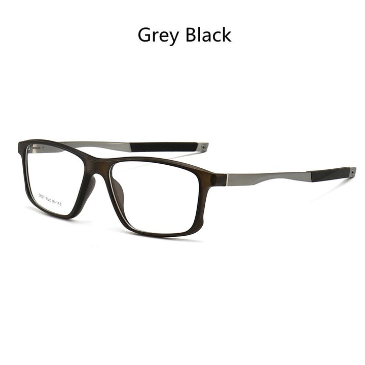 KatKani Men's Full Rim TR90 Aluminum Magnesium Square Frame Sports Eyeglasses 5827 Sport Eyewear KatKani Eyeglasses Black Grey  