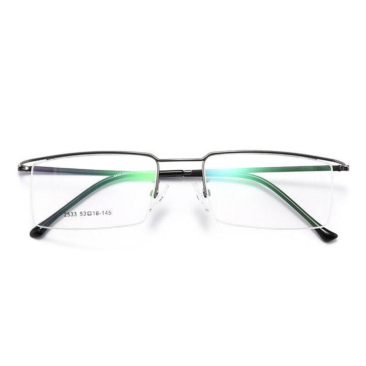 Bclear Men's Semi Rim Square Titanium Alloy Eyeglasses Sc2533 Semi Rim Bclear