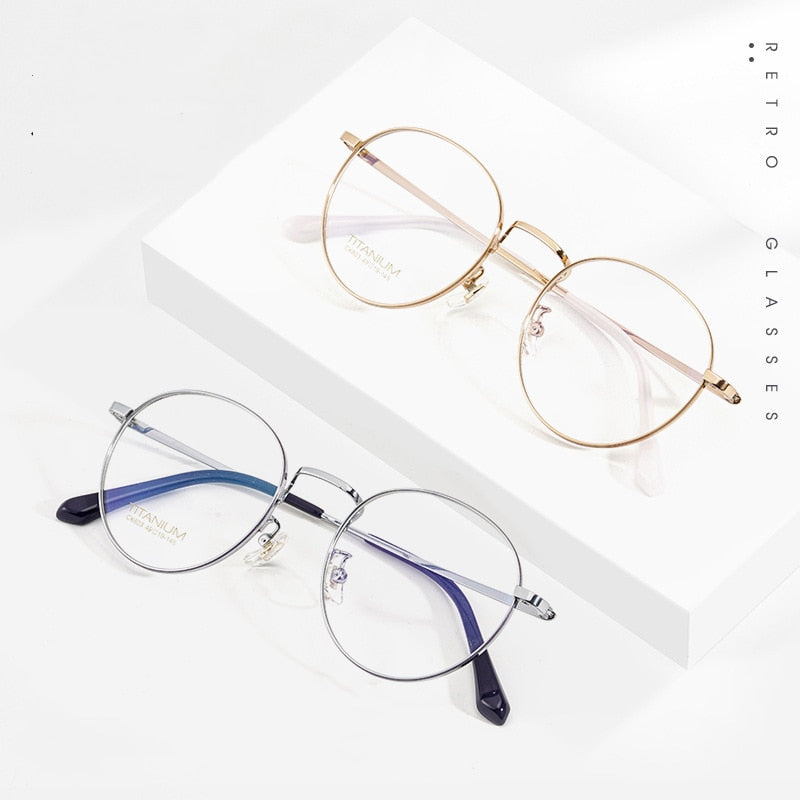 Yimaruili Unisex Full Rim Round Titanium Frame Eyeglasses CK803 Full Rim Yimaruili Eyeglasses