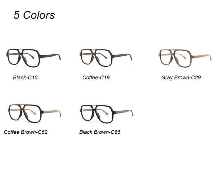 Hdcrafter Unisex Full Rim Polygonal Double Bridge Wood Metal Frame Eyeglasses 6018 Full Rim Hdcrafter Eyeglasses
