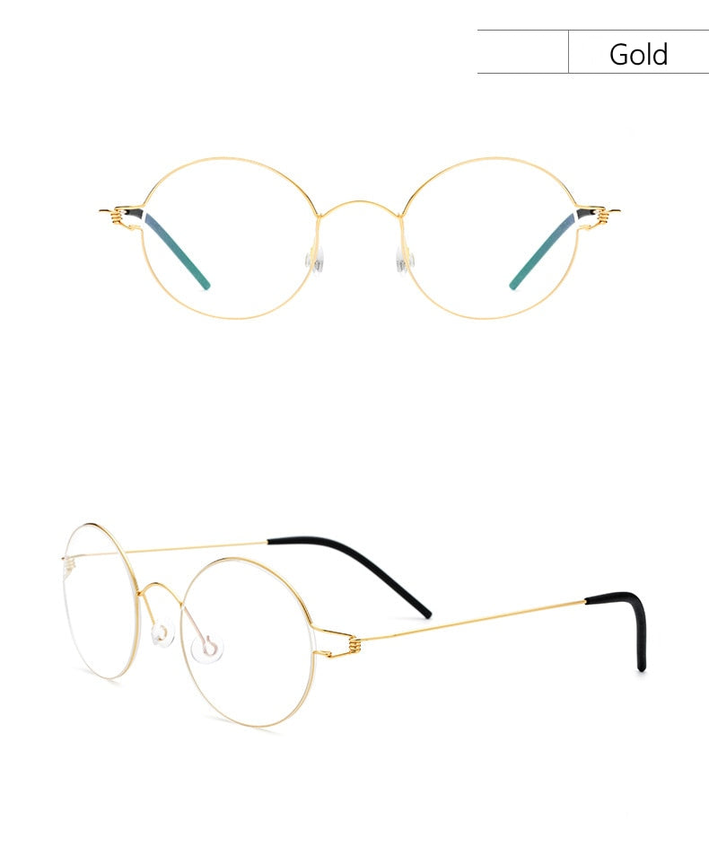 Yimaruili Unisex Full Rim Screwless Titanium Alloy Round Frame Eyeglasses 28607 Full Rim Yimaruili Eyeglasses