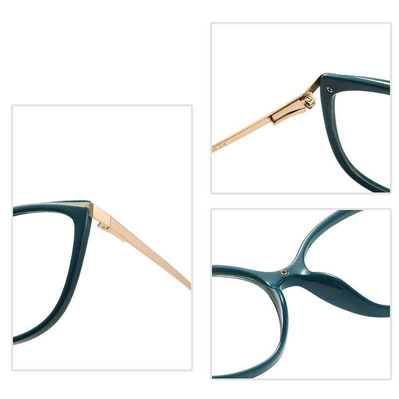 Hotochki Women's Full Rim Cat Eye Alloy Acetate Frame Eyeglasses 2052 Full Rim Hotochki