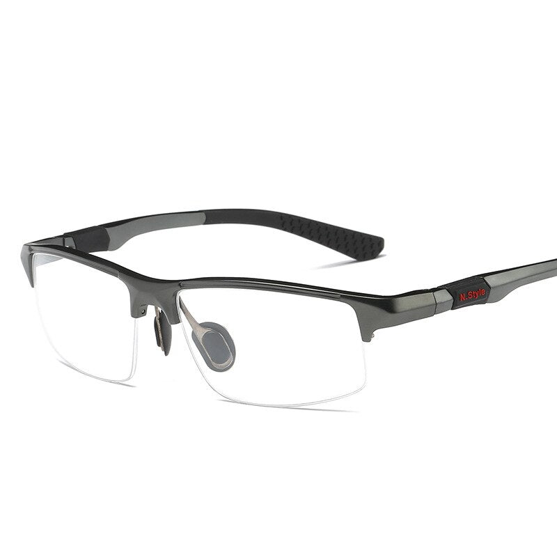 Yimaruili Men's Semi Rim Aluminum Magnesium Rectangular Frame Eyeglasses Y3121 Semi Rim Yimaruili Eyeglasses Gun