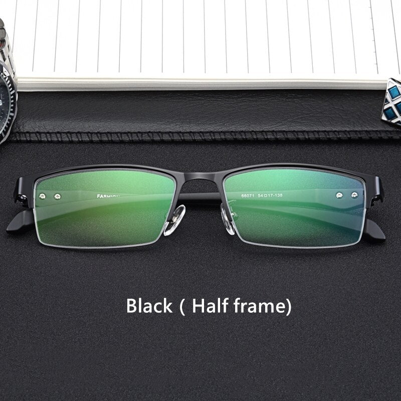 Yimaruili Men's Semi Or Full Rim Alloy Frame Eyeglasses 66071/66085 Full Rim Yimaruili Eyeglasses Black(Half Frame)
