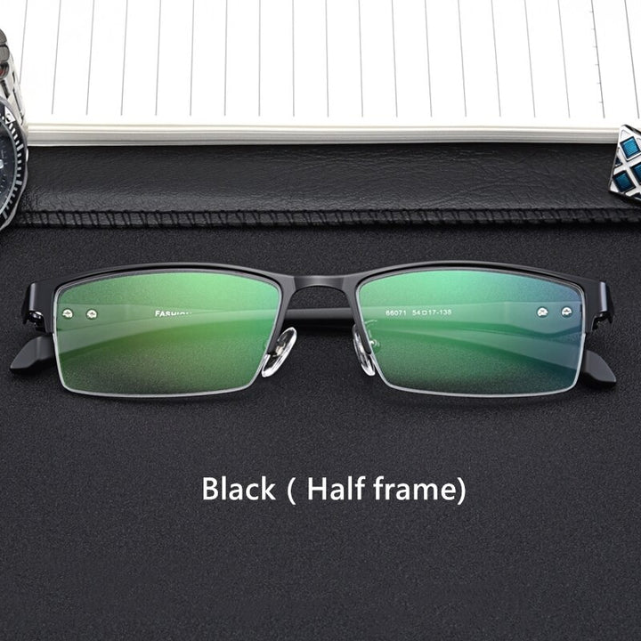 Yimaruili Men's Semi Or Full Rim Alloy Frame Eyeglasses 66071/66085 Full Rim Yimaruili Eyeglasses Black(Half Frame)