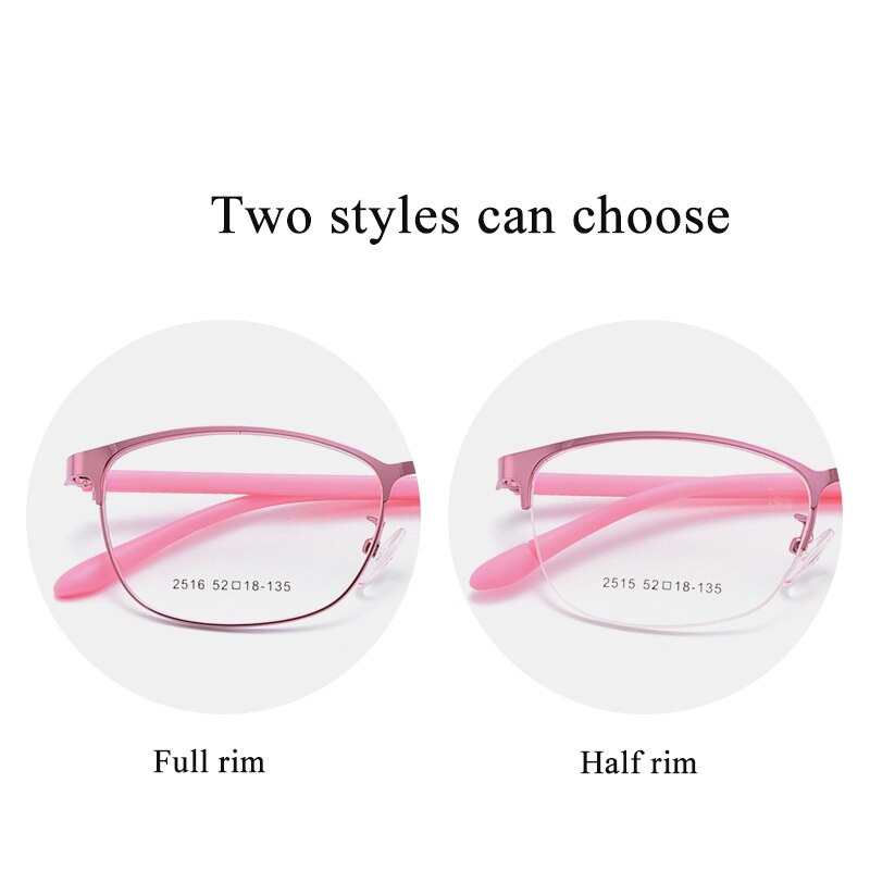 Women's Oval Optional Full/Semi Rim Titanium Alloy Eyeglasses My2515 2516 Semi Rim Bclear