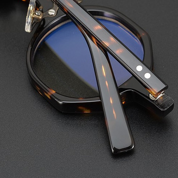 Gatenac Unisex Full Rim Round Acetate Double Bridge Frame Eyeglasses Gxyj706 Full Rim Gatenac