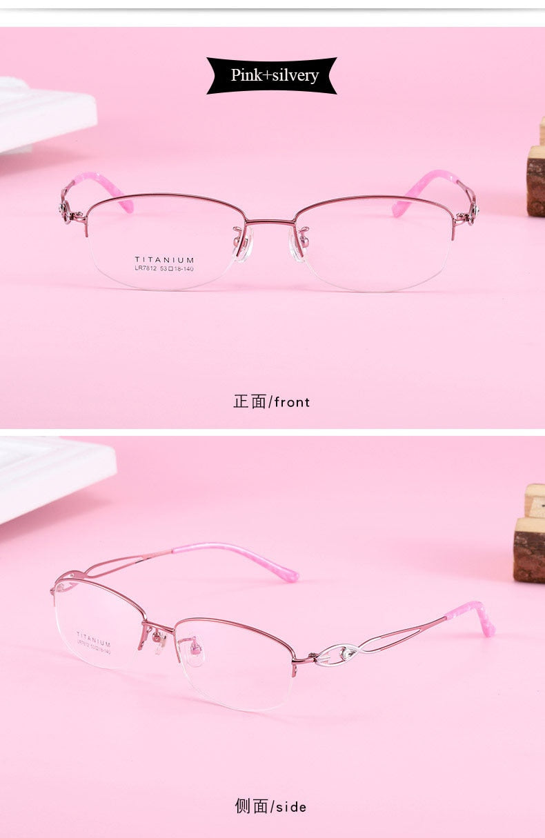 Women's Hollow Jeweled Temple Semi Rim Frame Eyeglasses Lr7812 Semi Rim Bclear