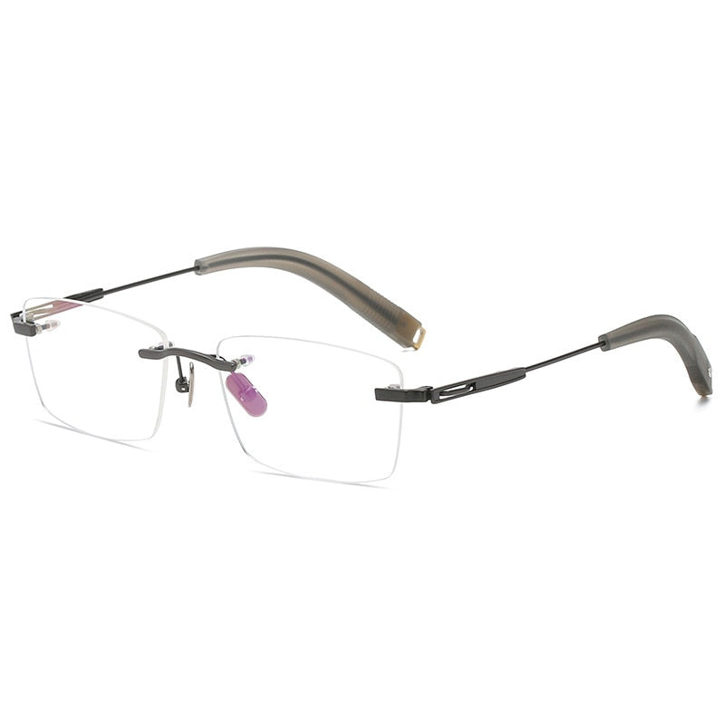 Yimaruili Men's Rimless Square β Titanium Frame Eyeglasses 80816 Rimless Yimaruili Eyeglasses Gun