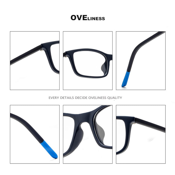 Oveliness Unisex Full Rim Square Tr 90 Titanium Eyeglasses 7252 Full Rim Oveliness