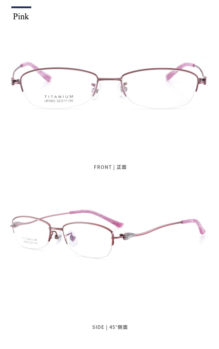 Women's Semi Rim IP Electronic Titanium Plated Frame Lr7883 Semi Rim Bclear