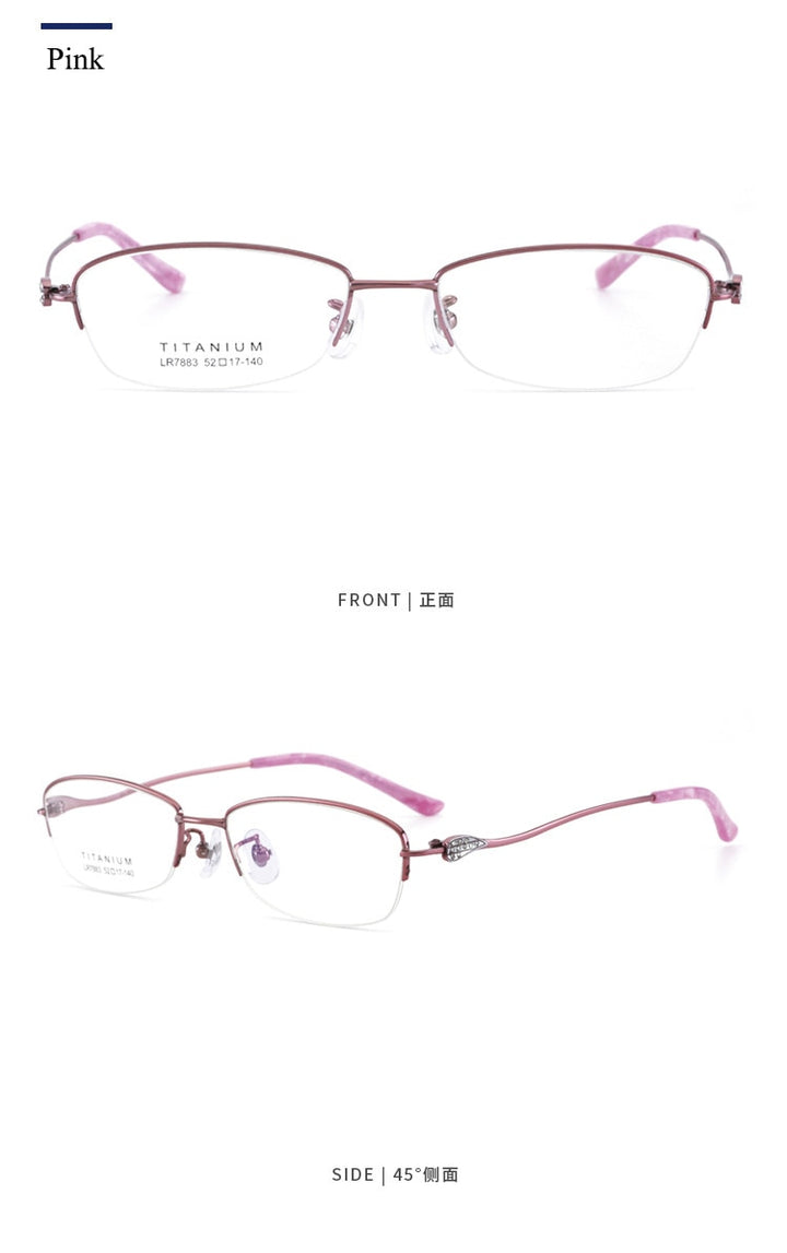 Women's Semi Rim IP Electronic Titanium Plated Frame Lr7883 Semi Rim Bclear