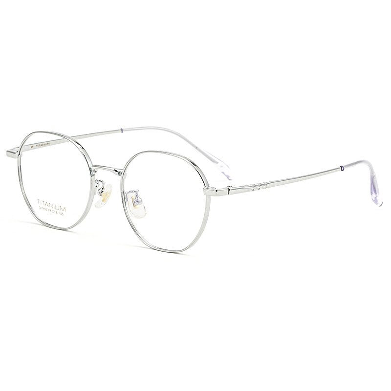 Hotony Women's Full Rim Round Titanium Frame Eyeglasses S1918 Full Rim Hotony Silver