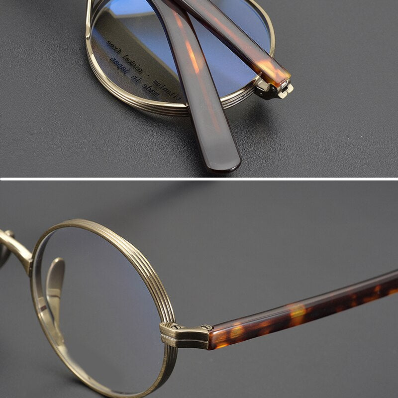 Yujo Unisex Full Rim Thick Round Titanium Acetate Eyeglasses Y041 Full Rim Yujo
