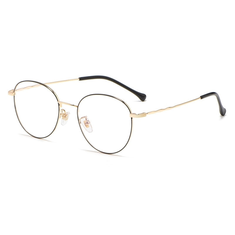 Yimaruili Unisex Full Rim Round Titanium Frame Eyeglasses 2011 Full Rim Yimaruili Eyeglasses Black Gold
